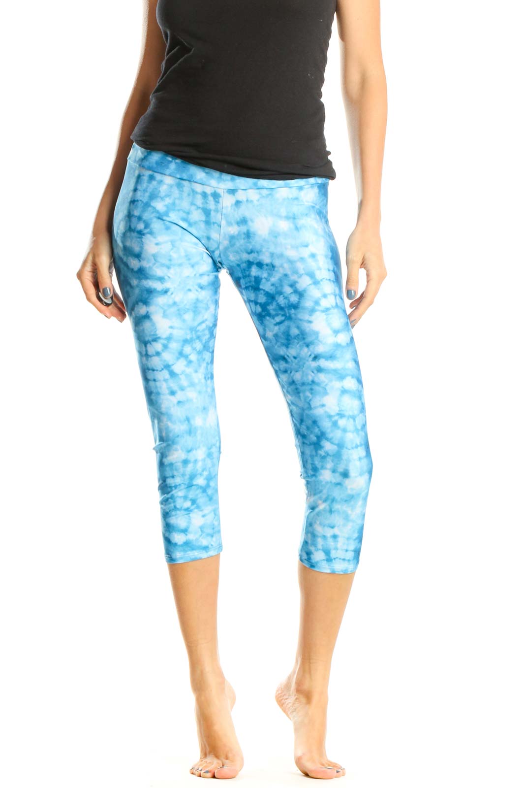 Blue Tie And Dye Casual Leggings Front