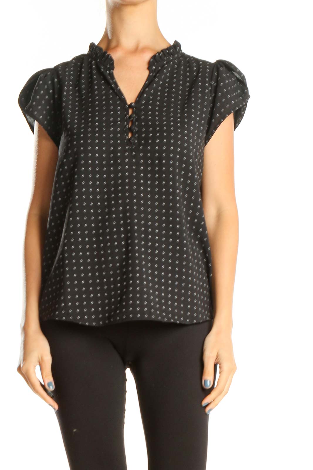 Black Polka Dot All Day Wear Top Front