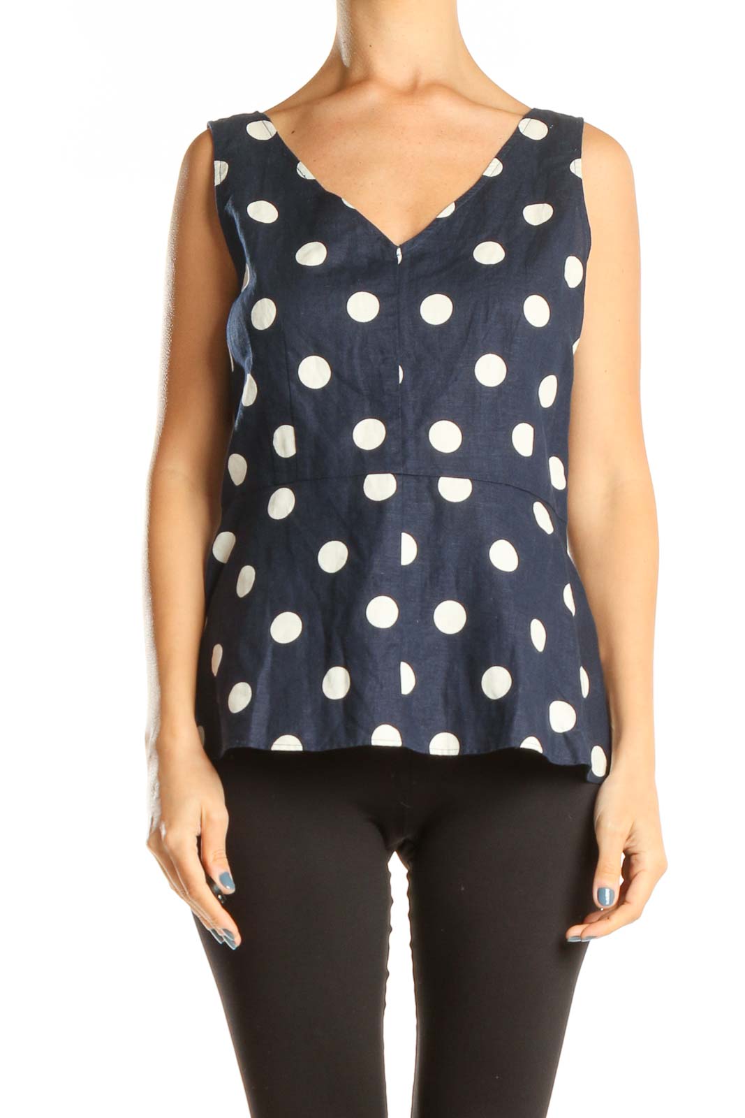 Blue Polka Dot Chic Blouse Front