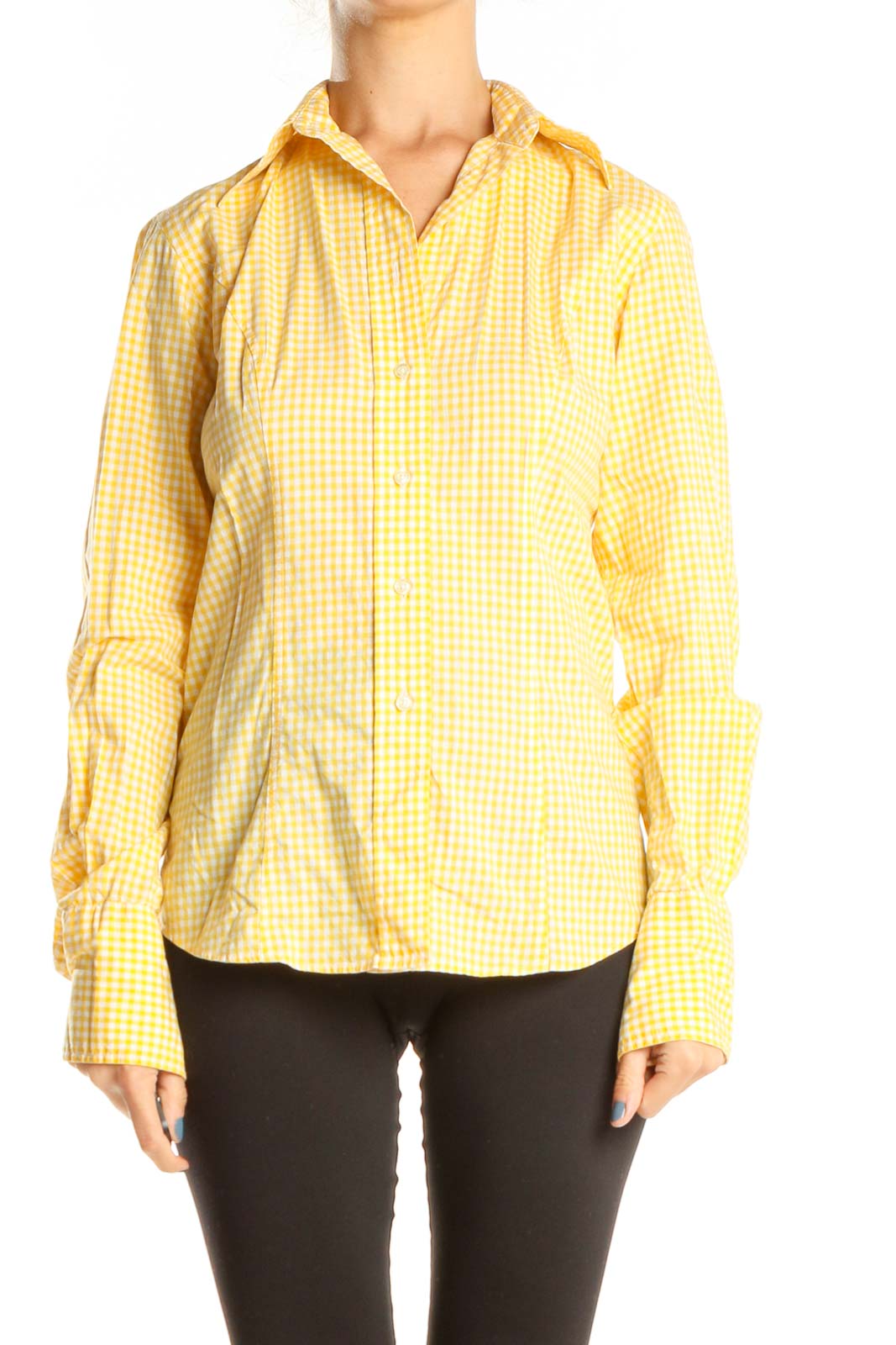 Yellow Checkered Formal Top Front