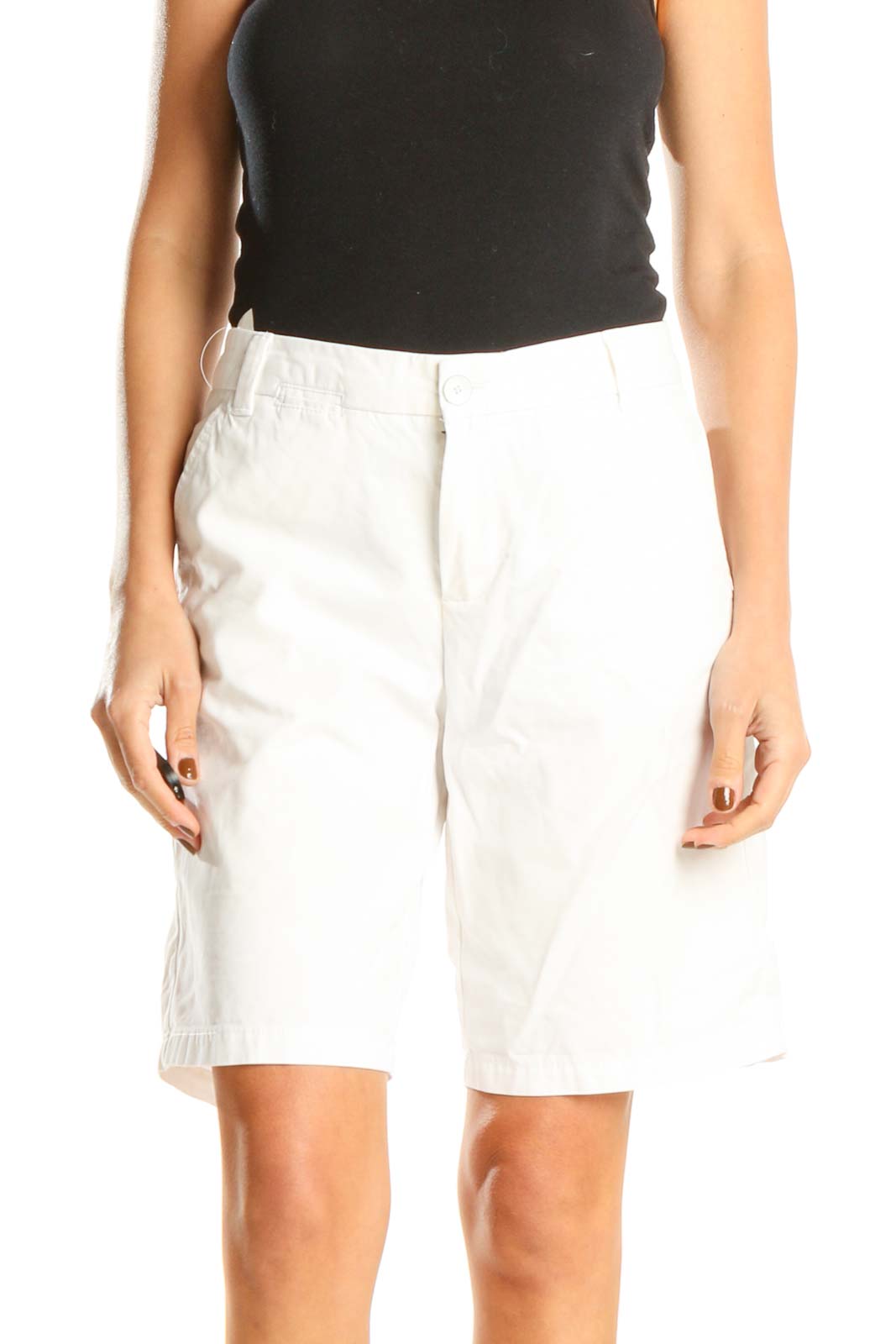 White Bermuda Shorts Front