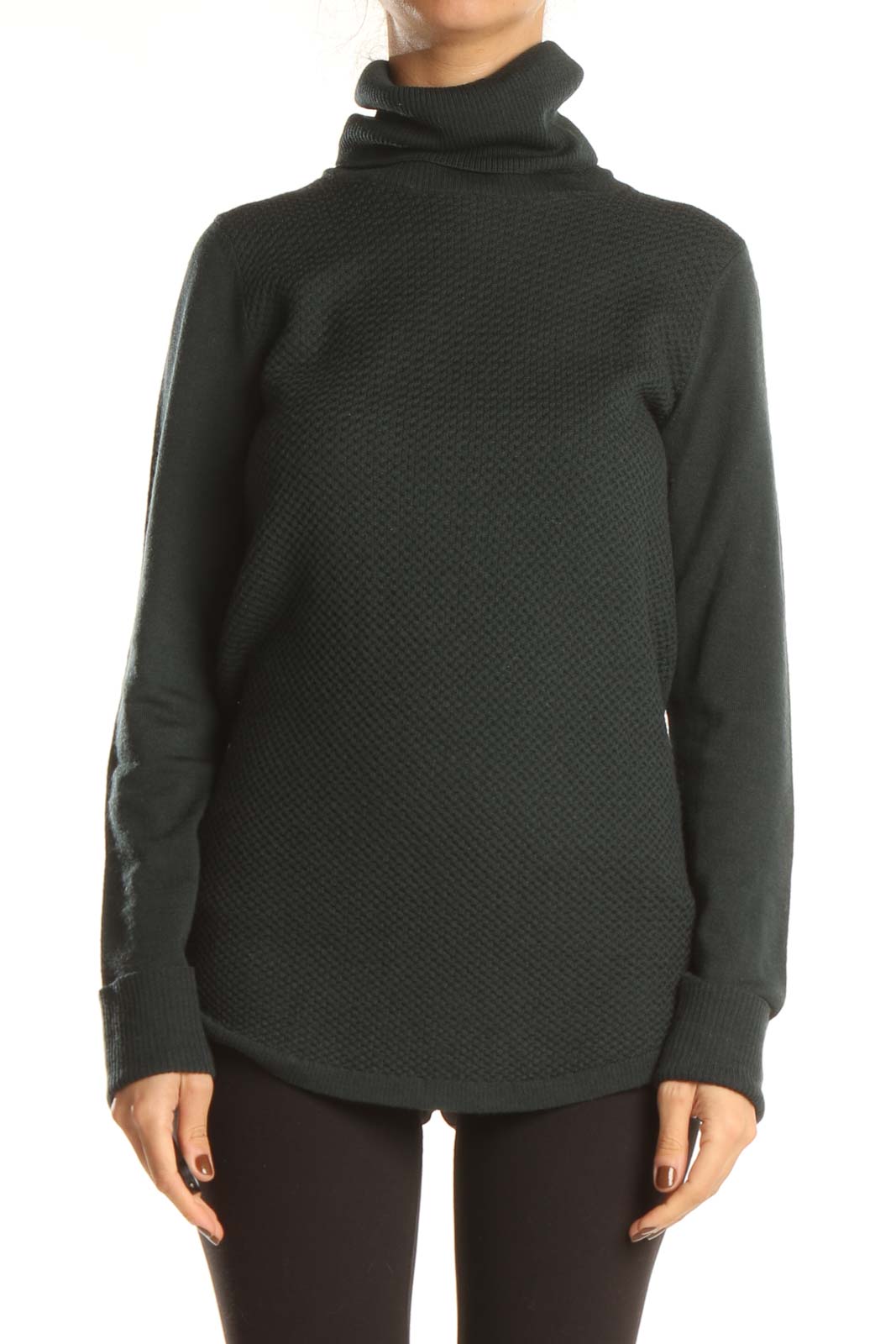 Black Turtleneck All Day Wear Sweater Front