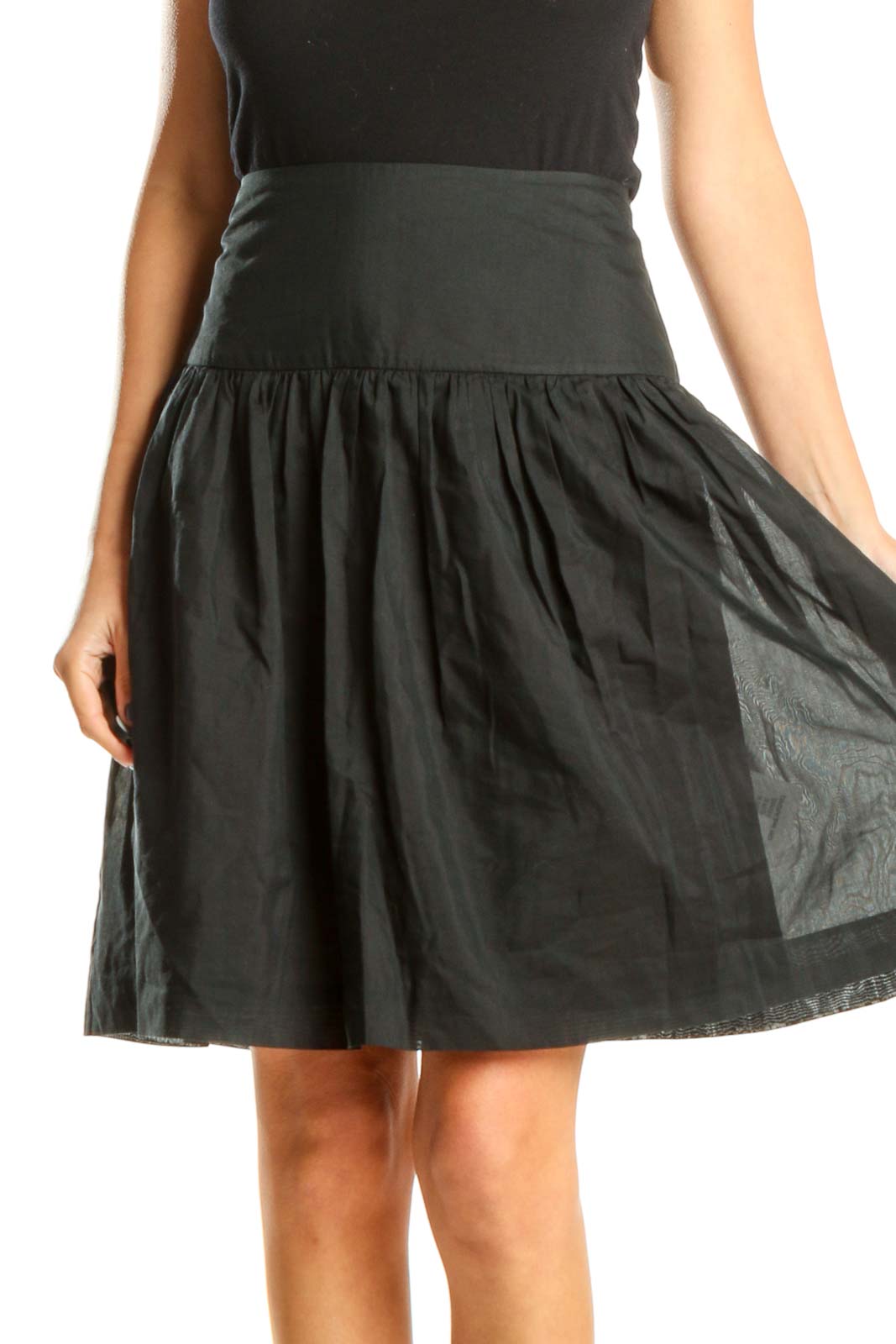 Black Brunch Flared Skirt Front