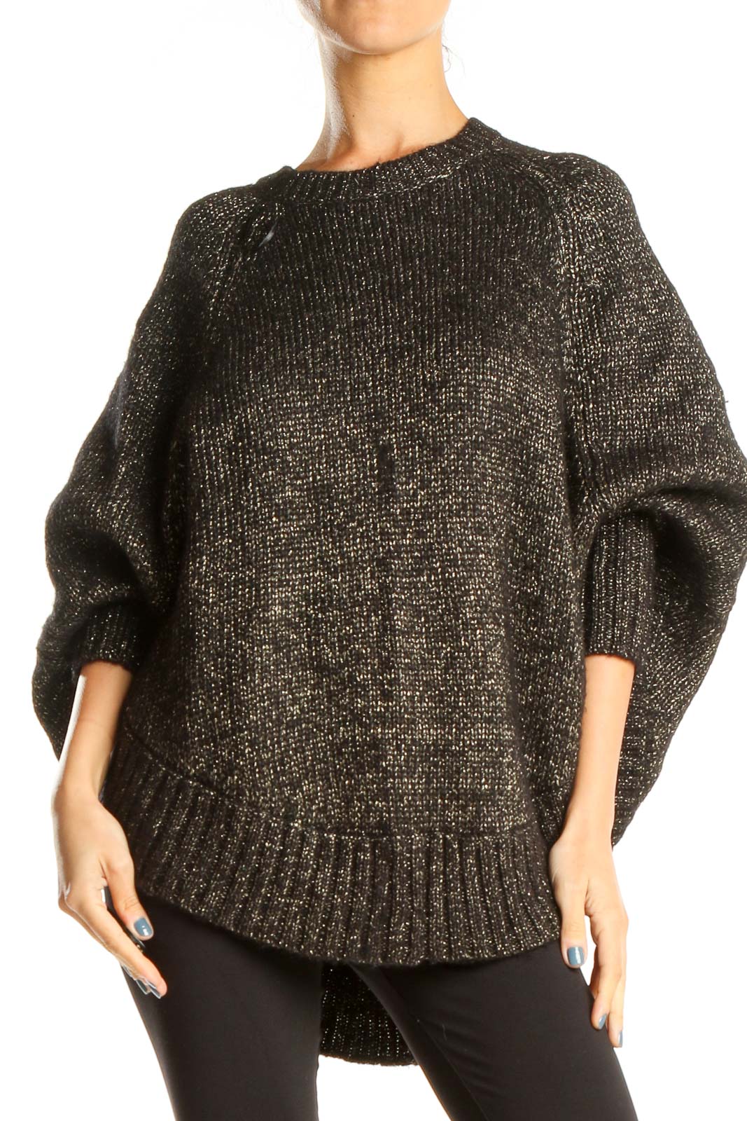 Black Gold Shimmer Party Sweater Front