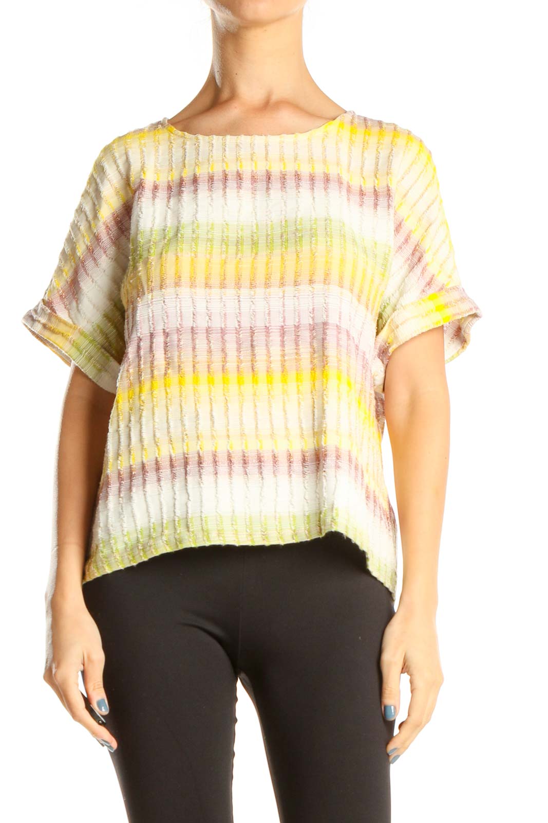 Multicolor Striped Casual Blouse Front