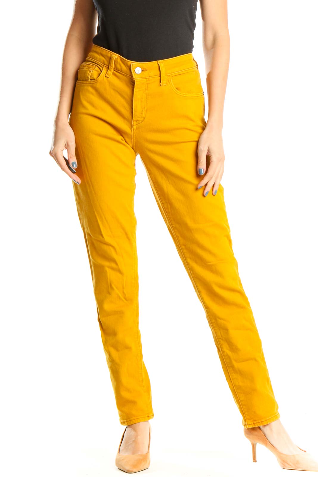 Yellow Straight Leg Jeans Front