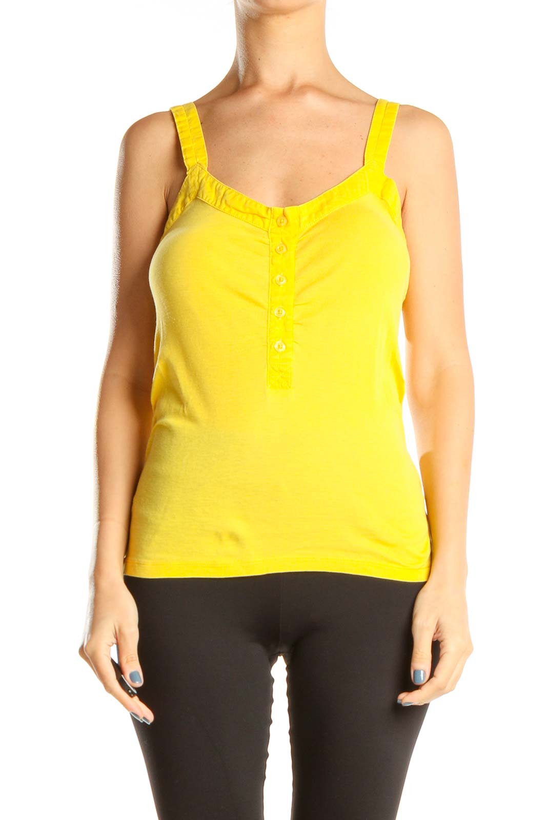 Yellow Casual Tank Top Front
