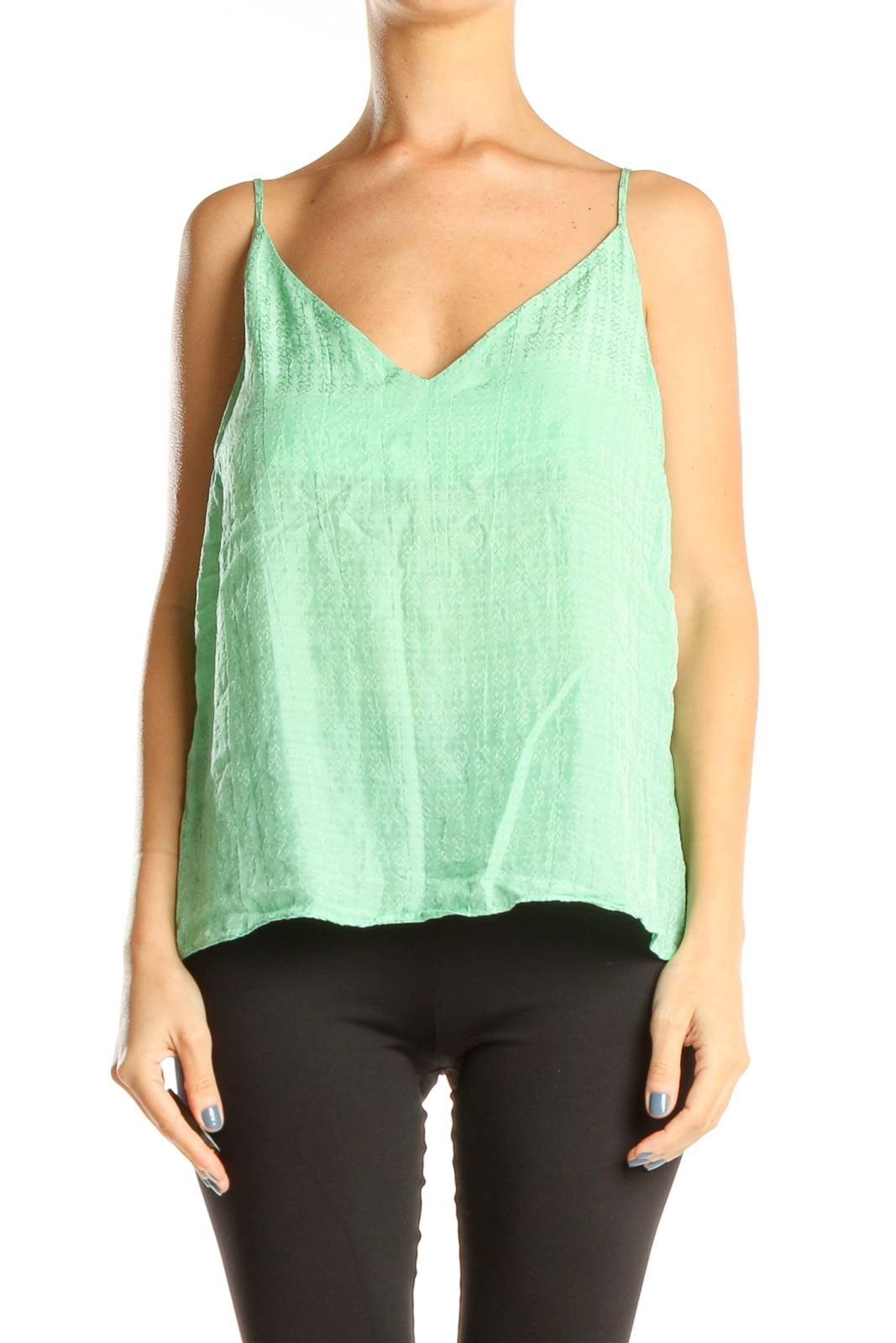 Green Printed Chic Tank Top Front