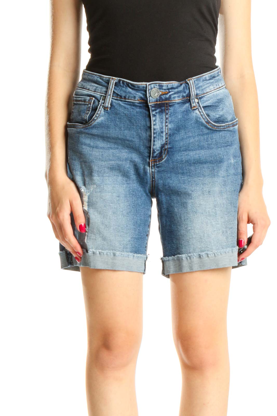 Blue Denim Casual Shorts Front