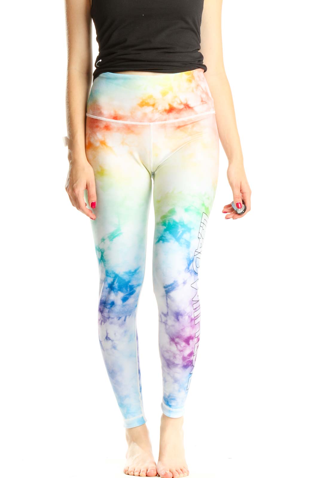 Rainbow Tie And Dye Activewear Leggings Front