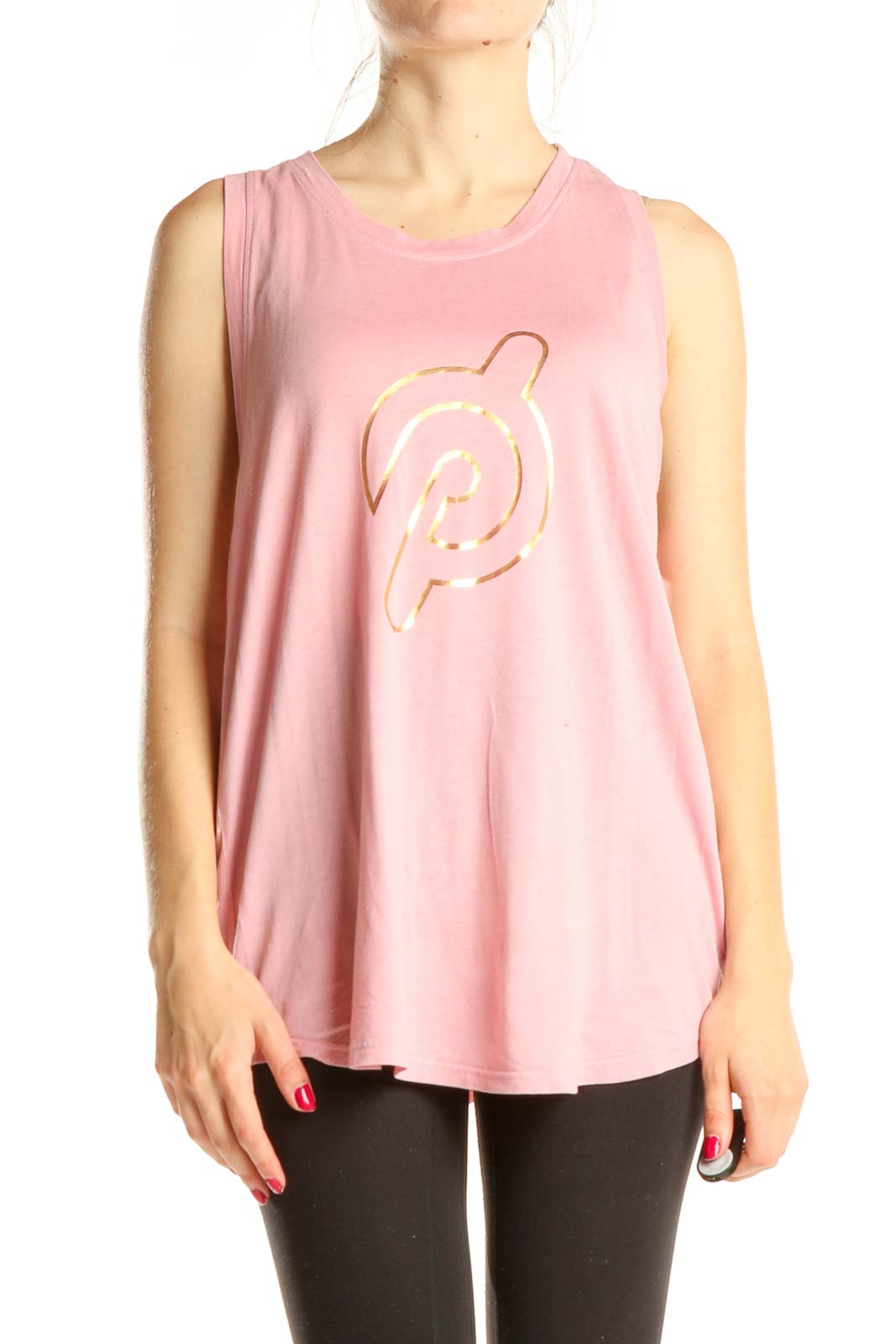 Pink Graphic Print Activewear Tank Top Front