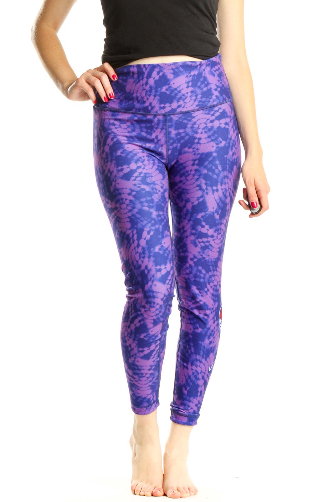 Purple Tie And Dye Activewear Leggings Front