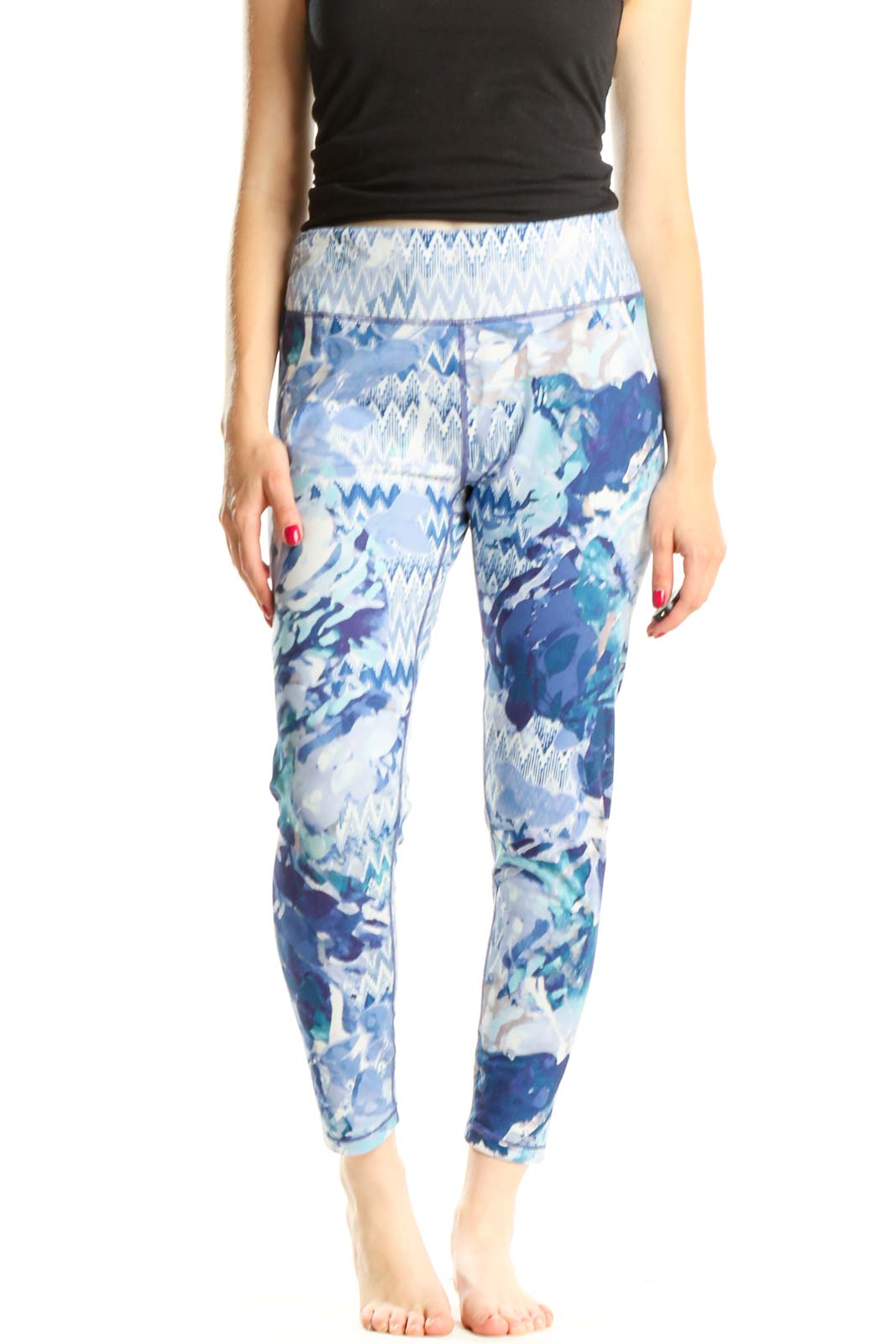 Blue Tie And Dye Activewear Leggings Front