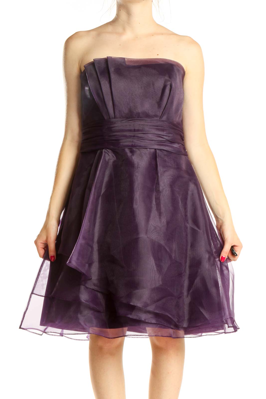 Purple Semiformal Strapless Fit & Flare Dress Front