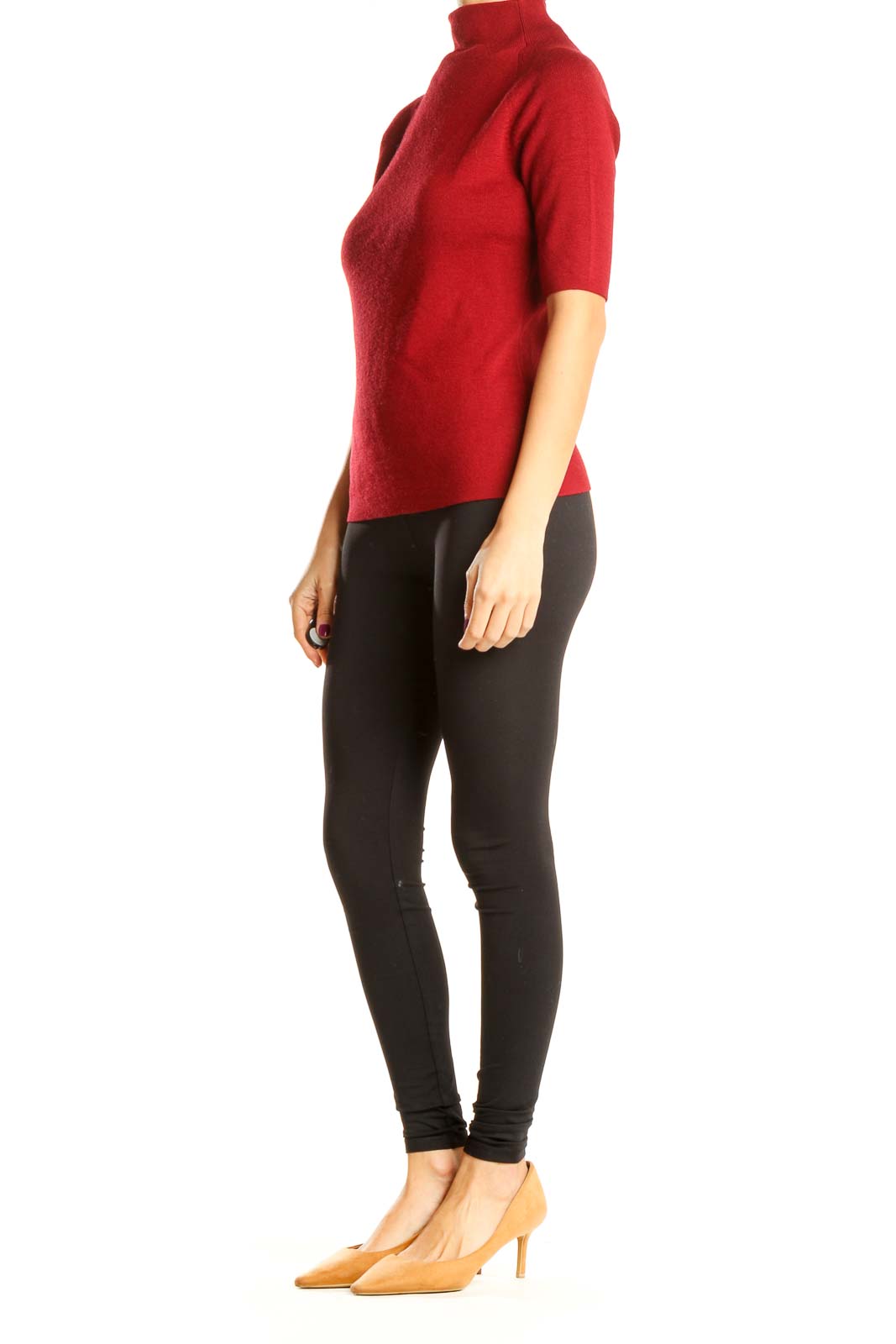 Chic Red Sweater with High Neckline