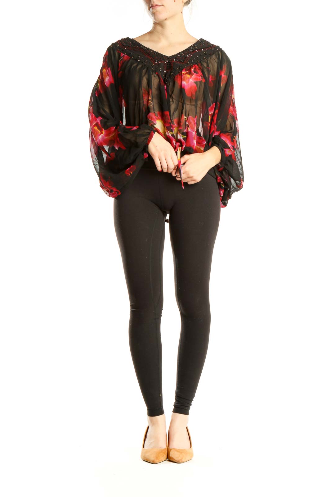 Badgley mischka discount floral printed blouse