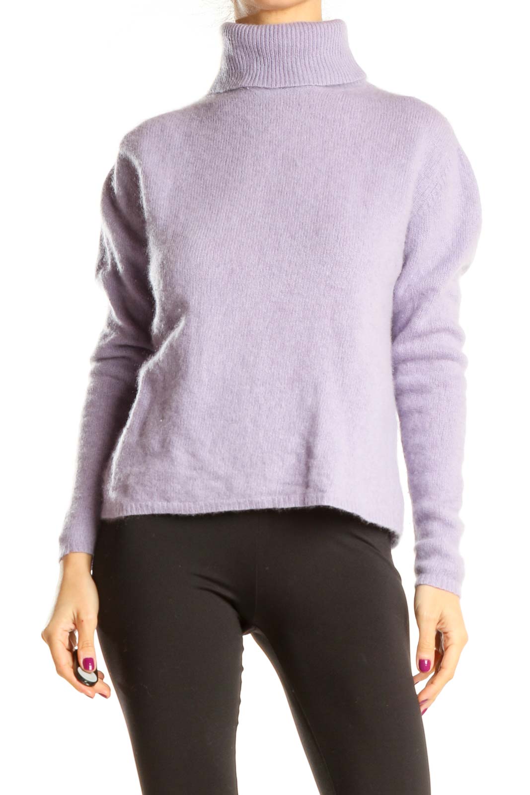 Purple Turtleneck All Day Wear Sweater Front