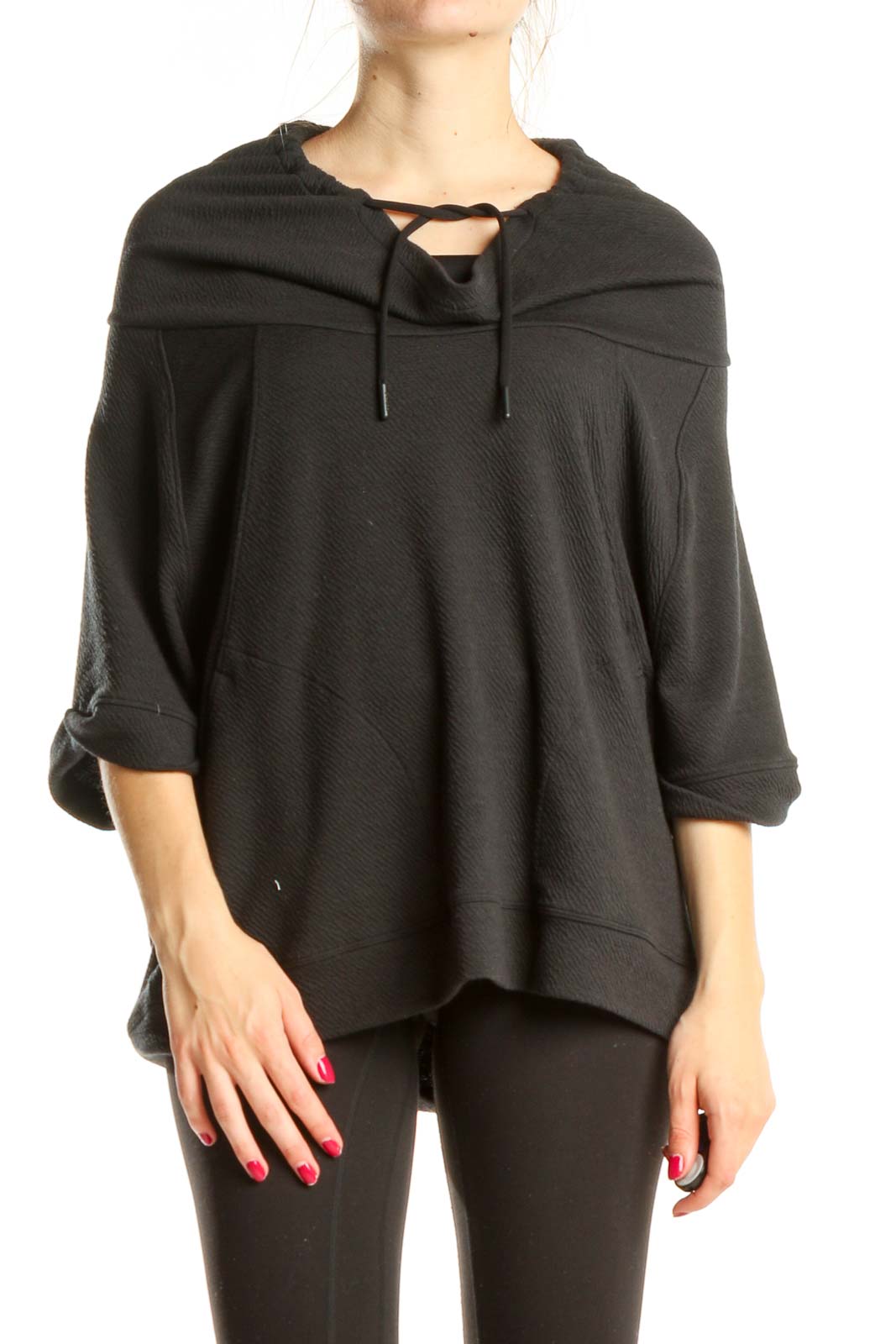 Black Slouchy All Day Wear Sweater Front