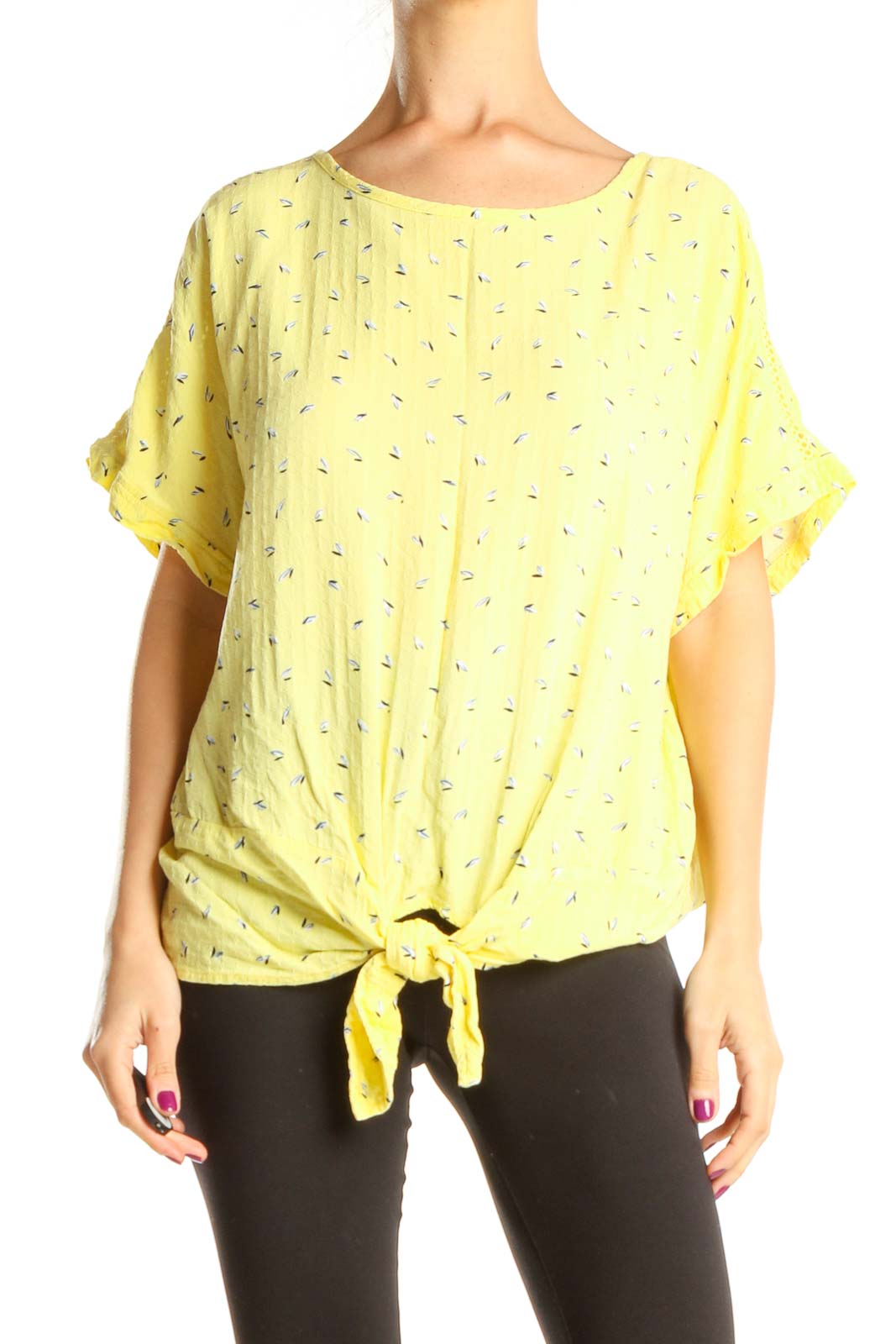 Yellow Printed Brunch Blouse Front