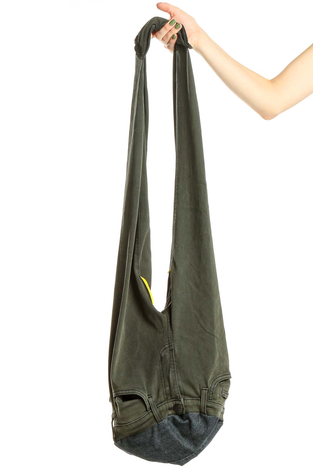 Green Denim Reworked Bag Front