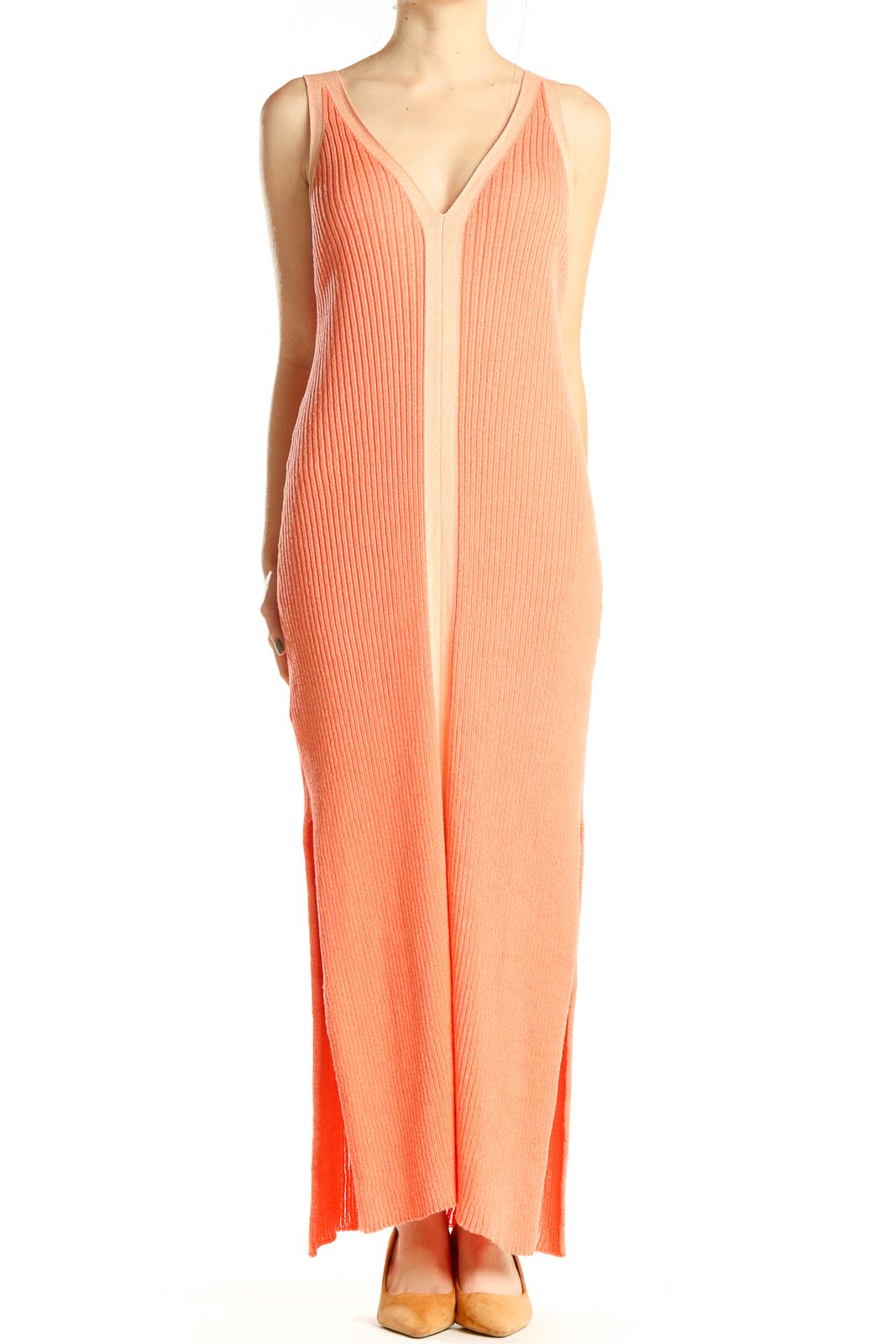 Salmon Classic Column Dress Front