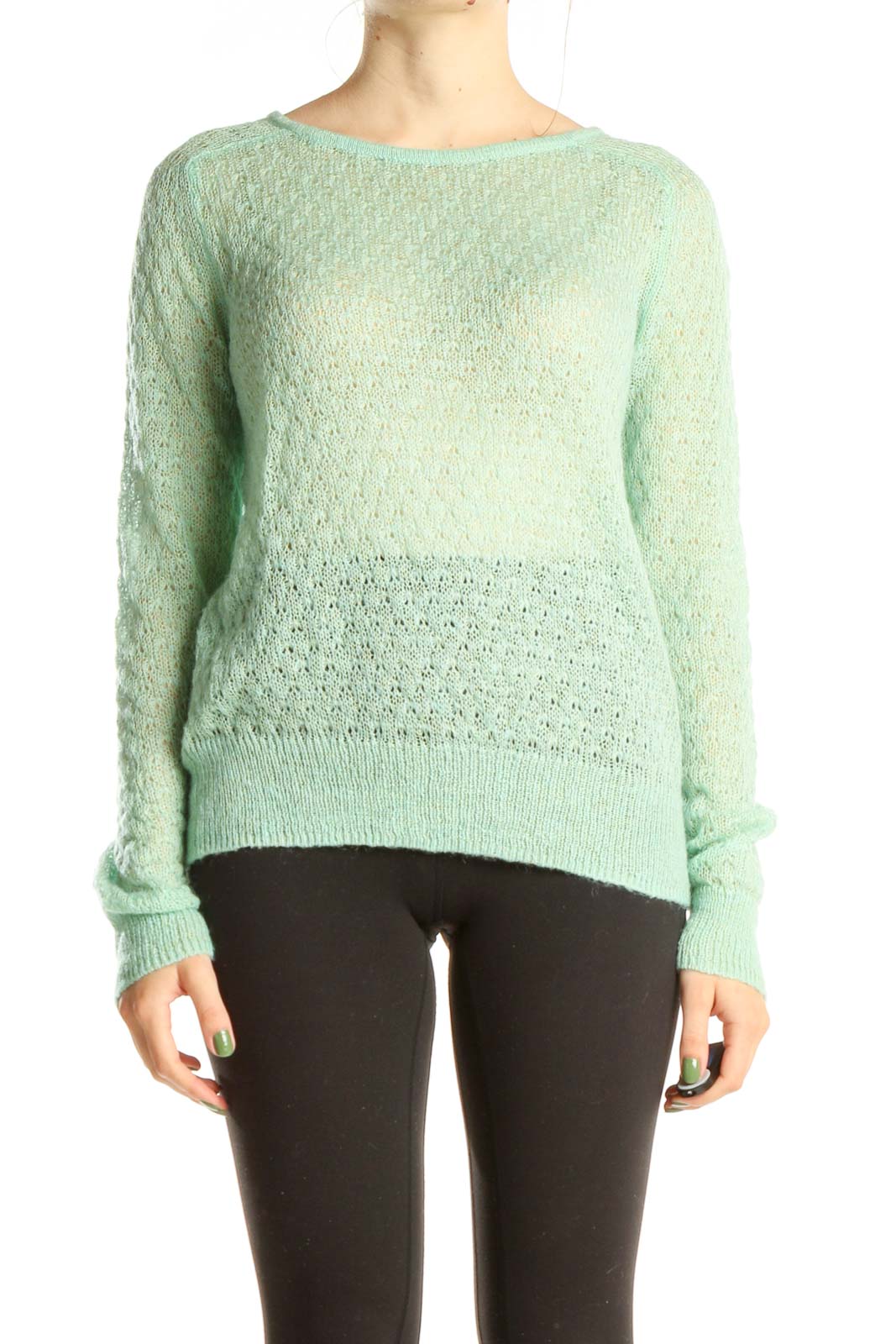 Green All Day Wear Sweater Front
