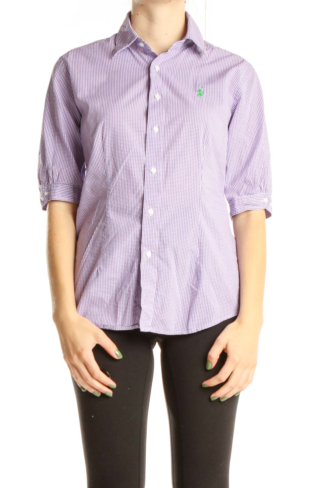 Purple Striped Formal Top Front