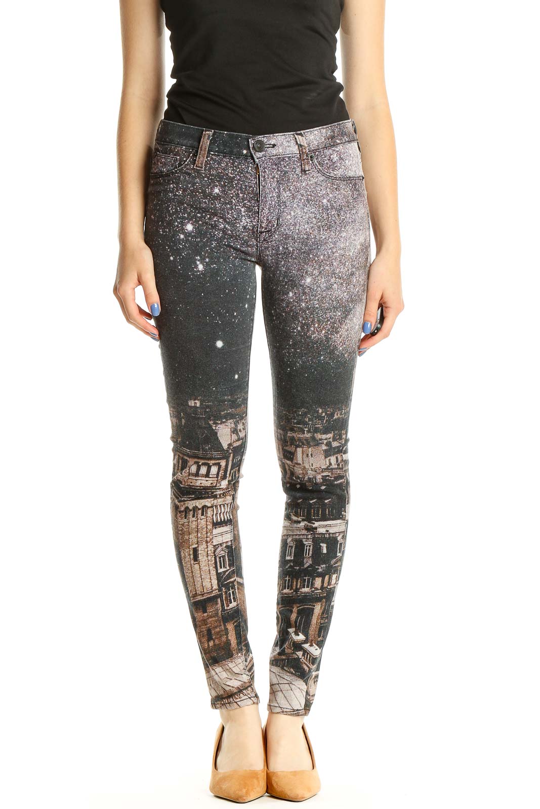 Multicolor Printed Skinny Jeans Front