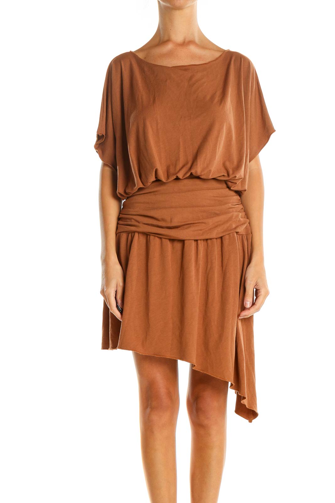 Brown Day Fit & Flare Dress Front