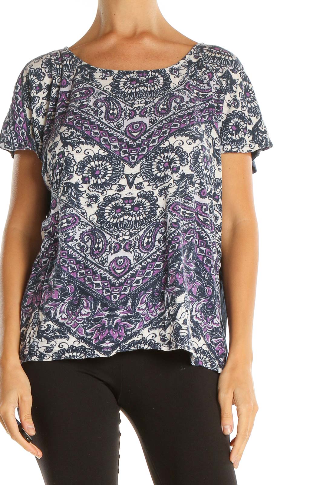 Purple Paisley Bohemian T-Shirt Front