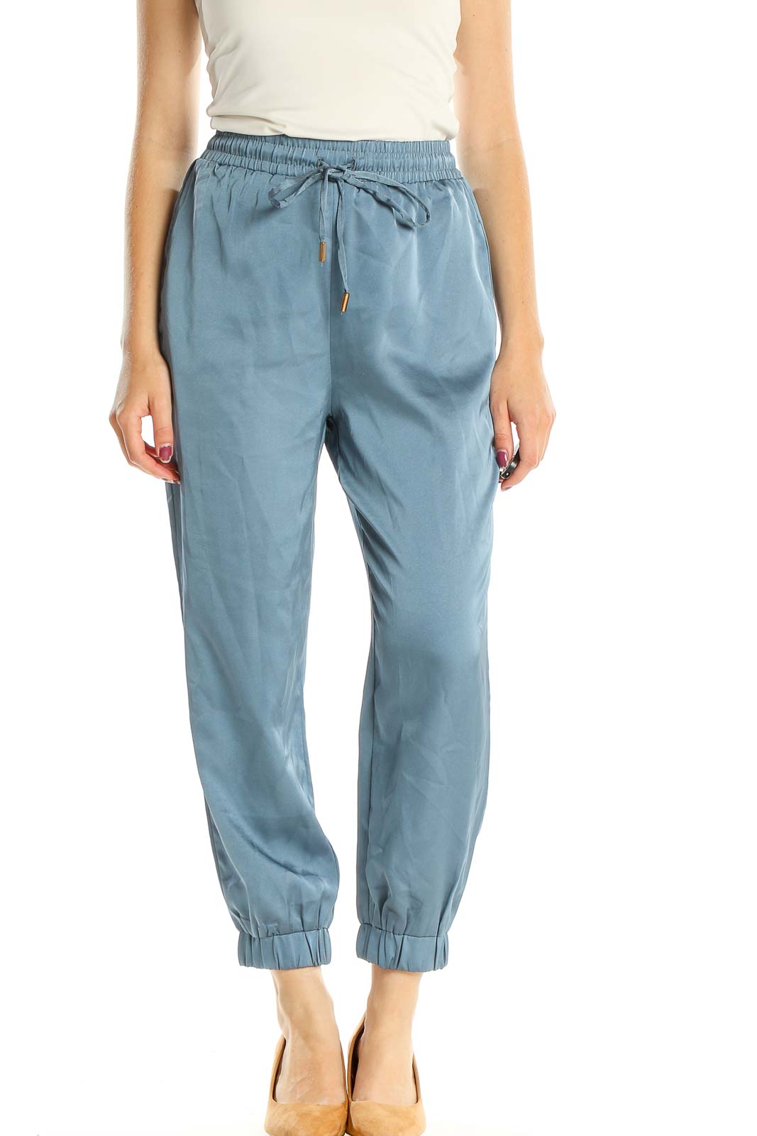 Blue Casual Trousers Front