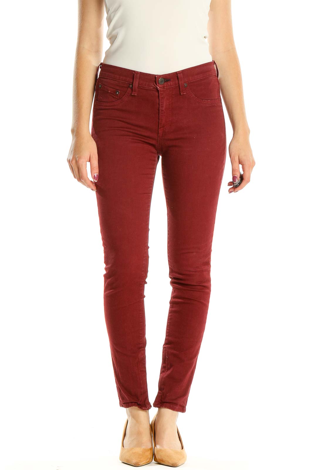 Red Skinny Jeans Front