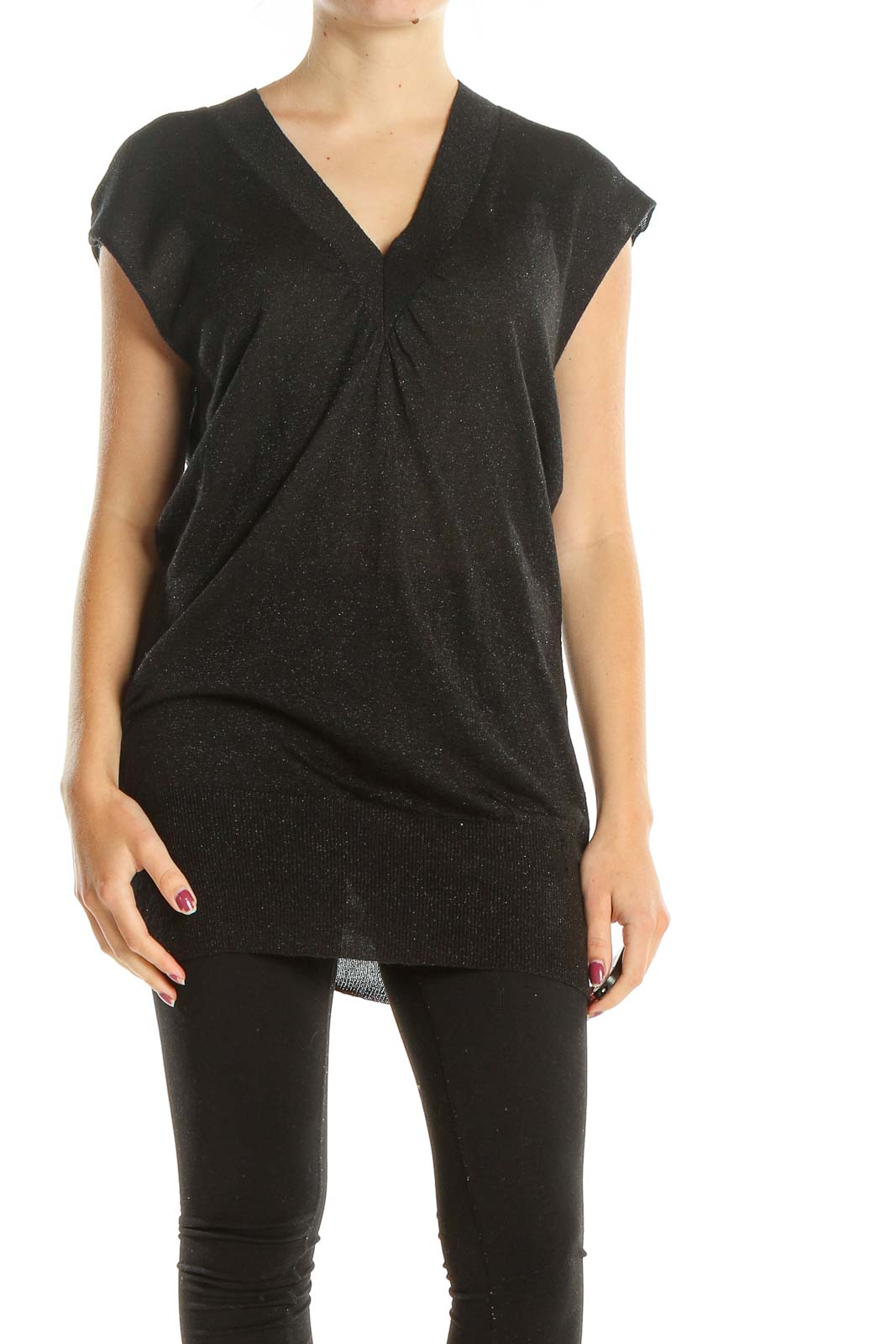 Black All Day Wear Blouse Front