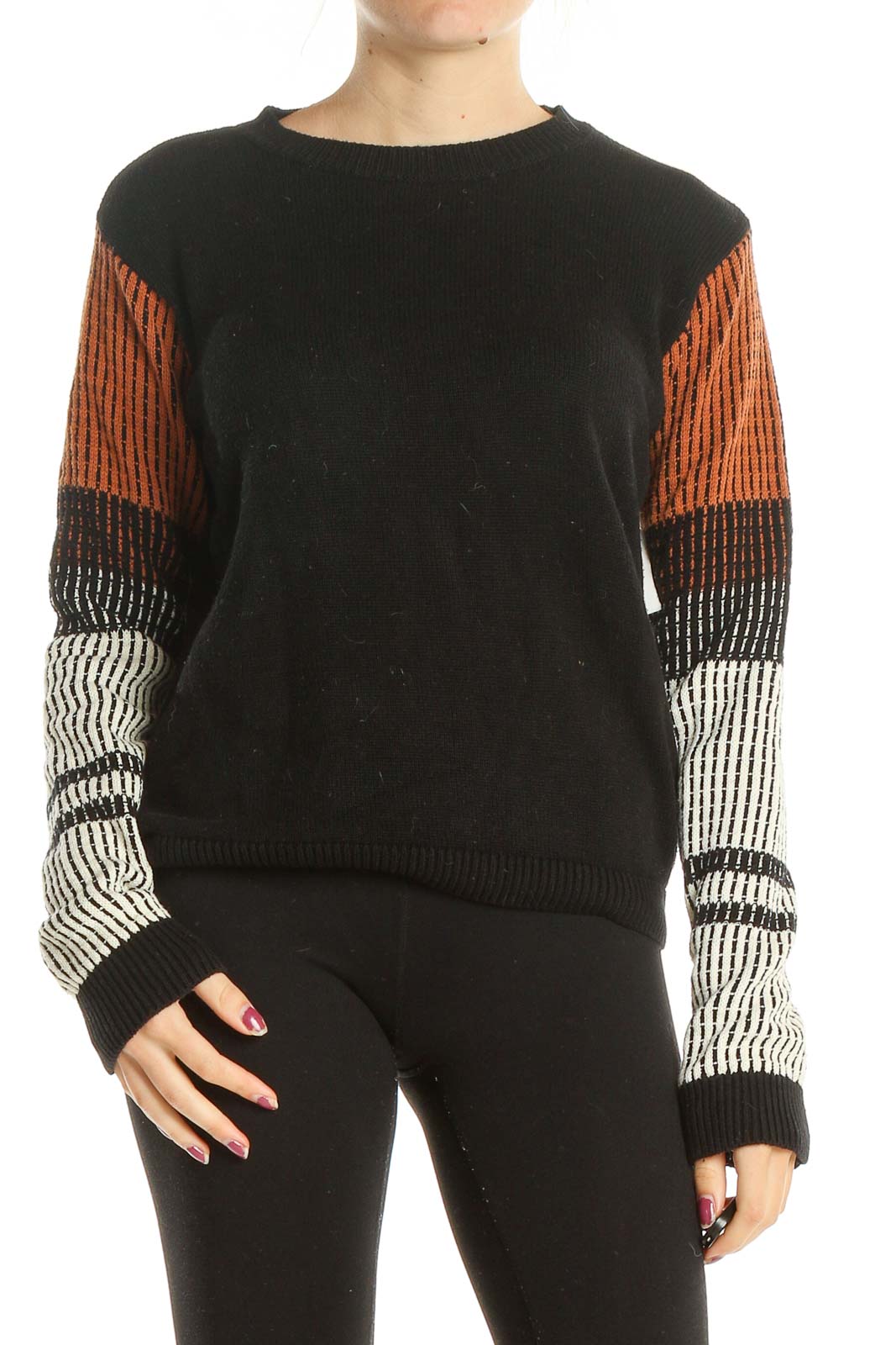 Black Orange White Retro Sweater Front