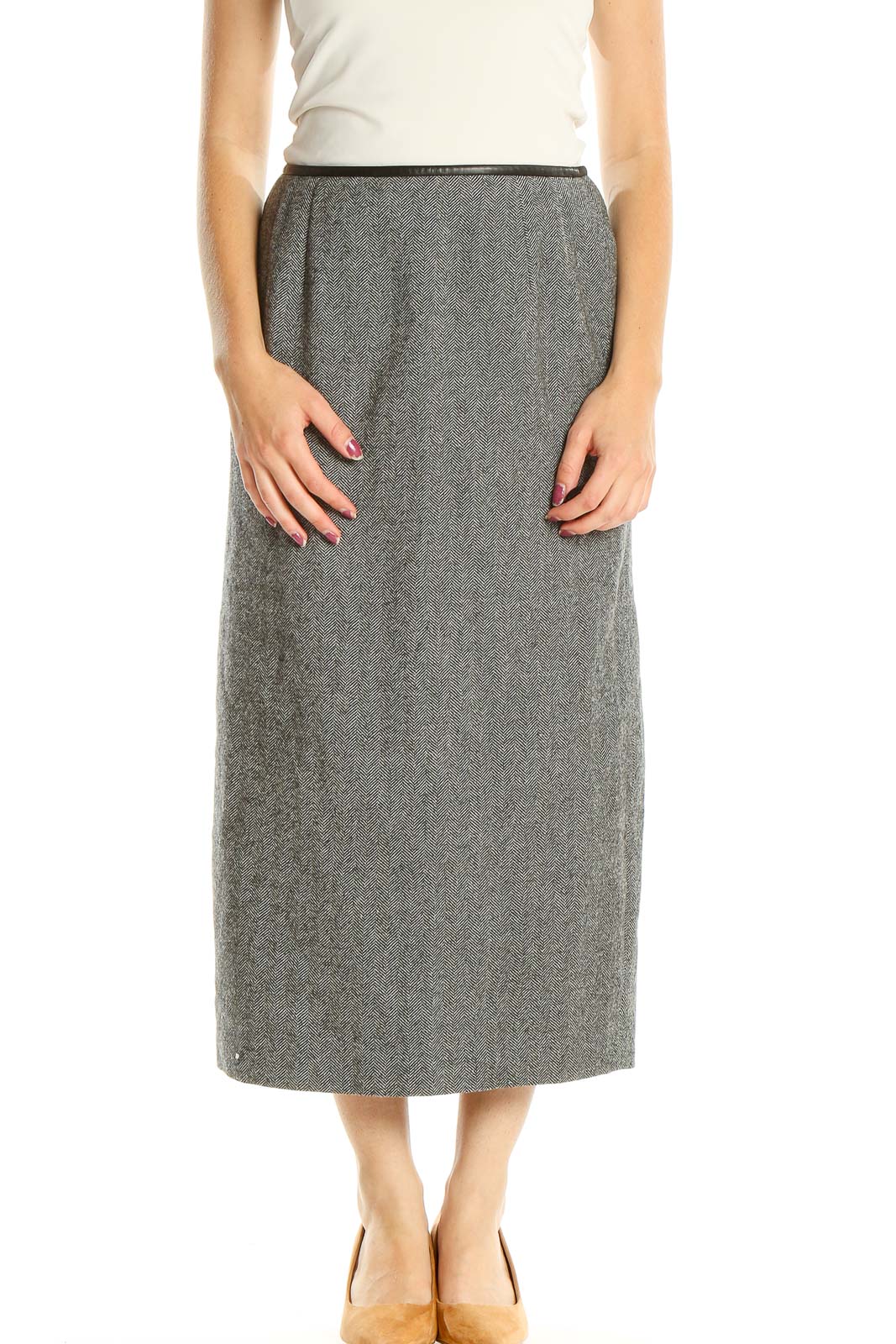 Gray Work Pencil Skirt Front