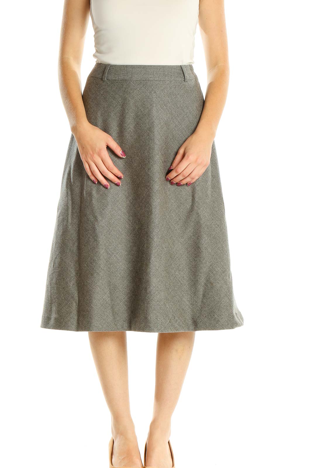 Gray Party Flared Skirt Front