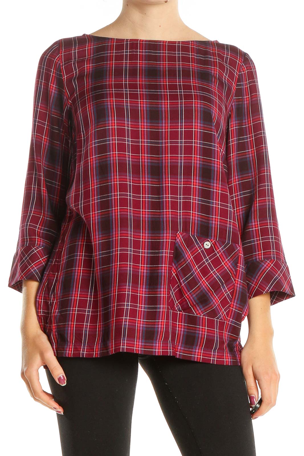 Red Checkered Chic Top Front