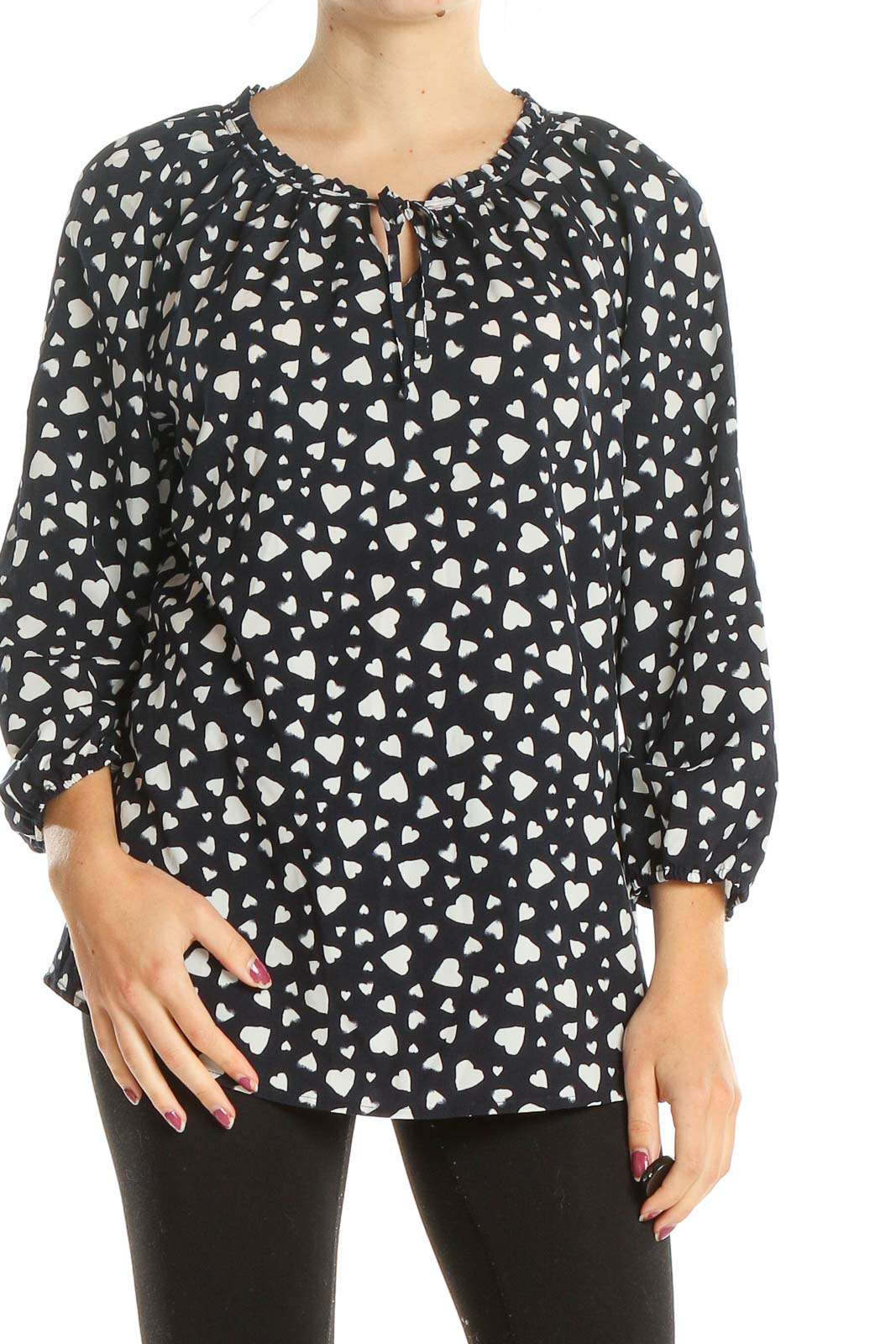 Blue Heart Print All Day Wear Top Front