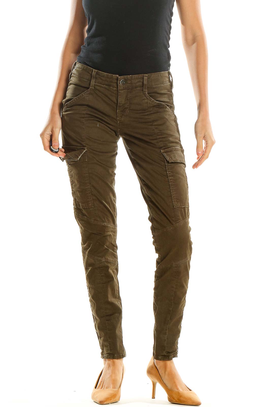 Brown Cargo Skinny Jeans Front