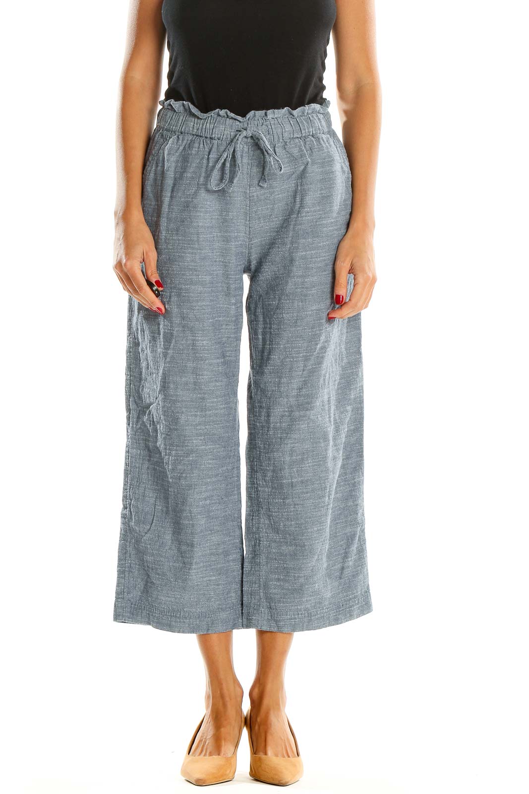 Gray All Day Wear Culottes Pants Front