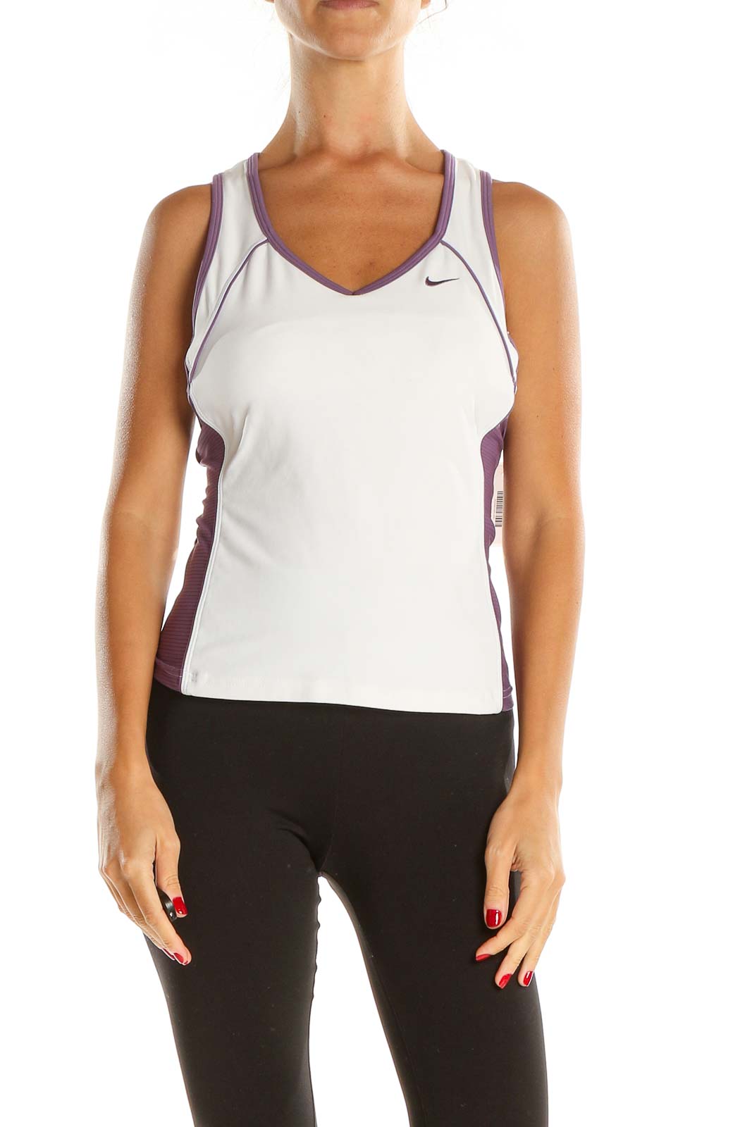 White Purple Activewear Tank Top Front