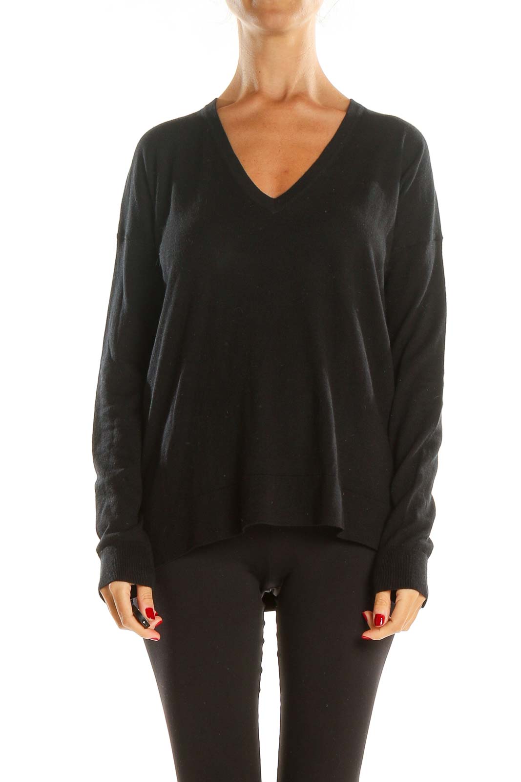 Black Casual Sweater Front