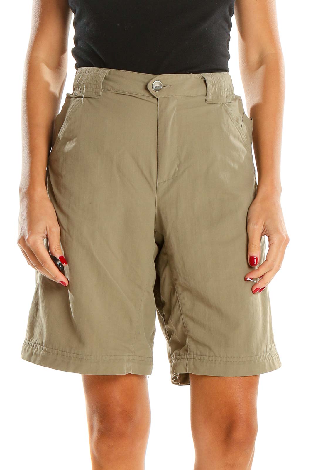 Brown Solid Activewear Shorts Front