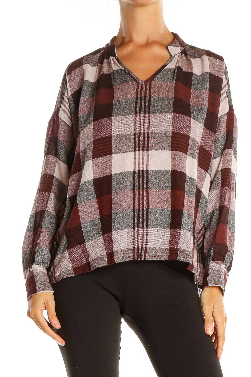 Red Checkered All Day Wear Top Front