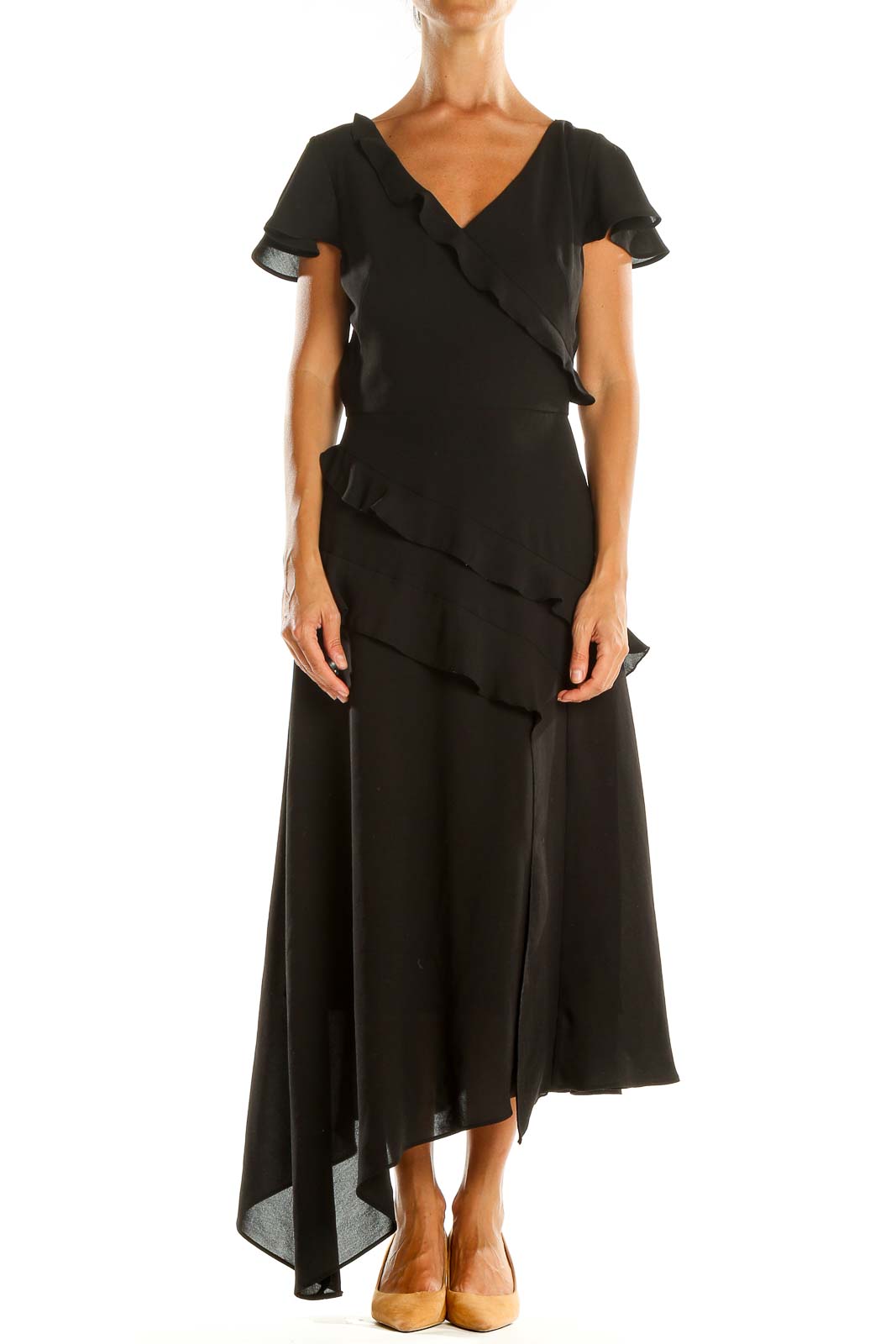 Black Semiformal Fit & Flare Dress Front