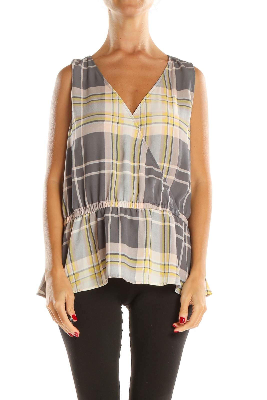 Multicolor Checkered Chic Blouse Front