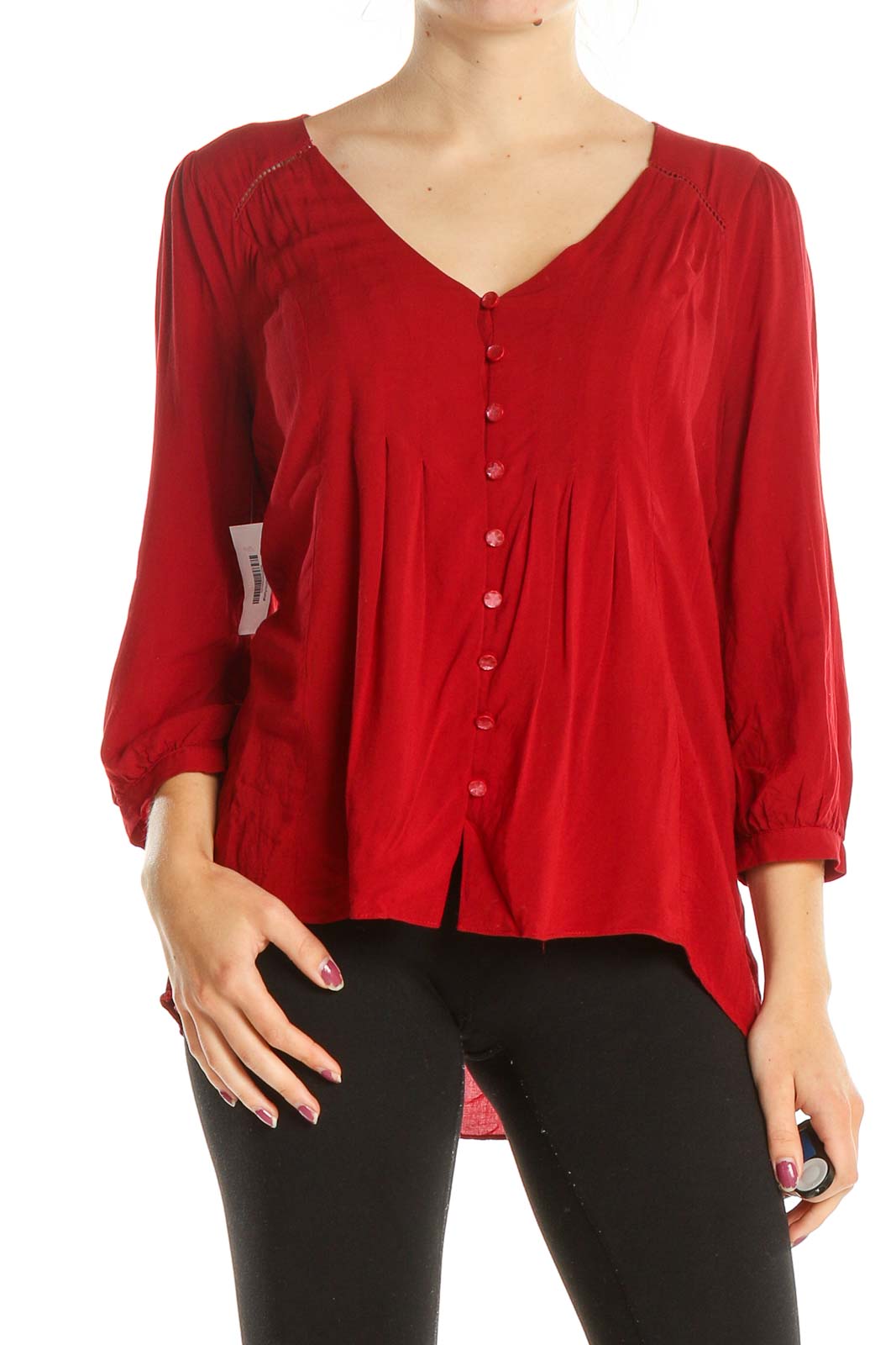 Red All Day Wear Blouse Front