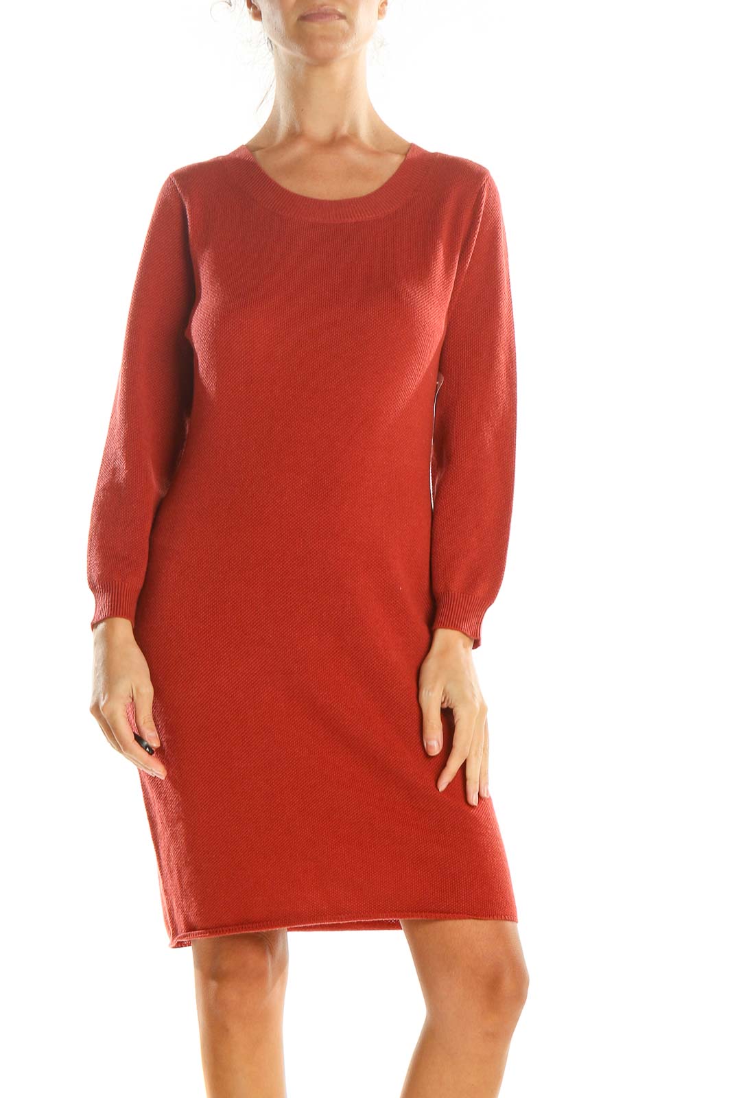 Red Classic Sweater Dress Front