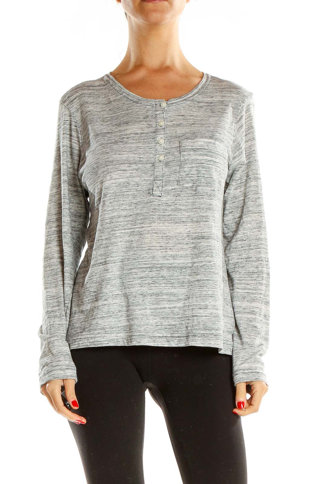 Gray Casual Top Front