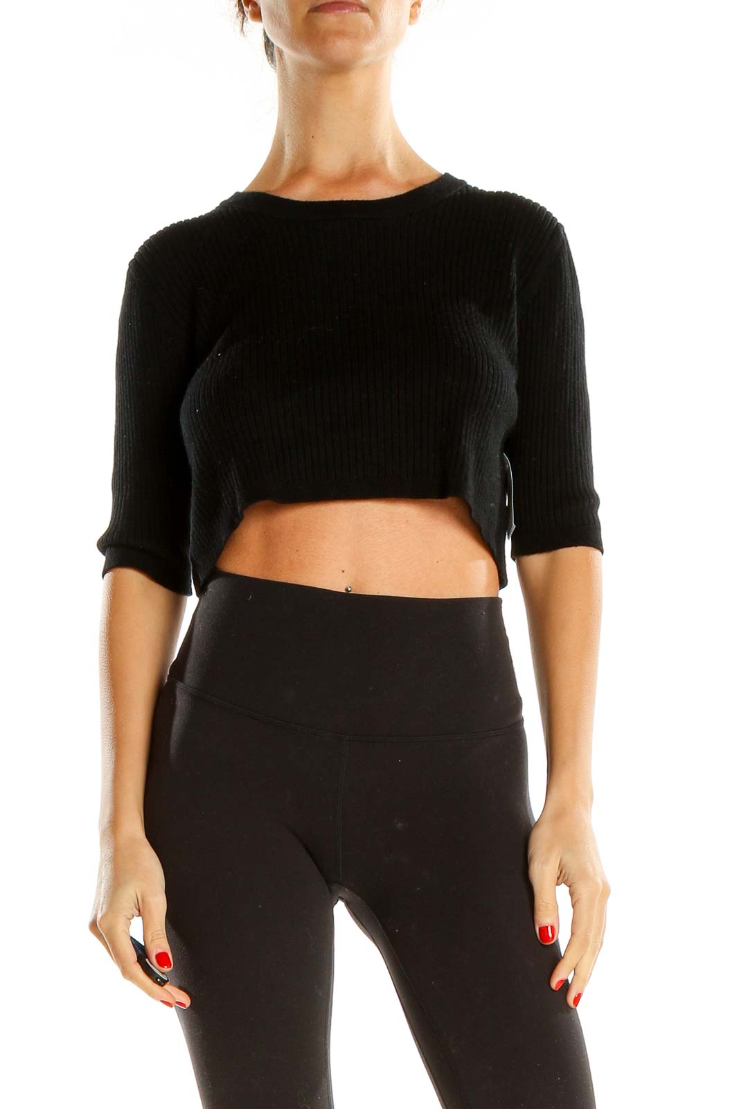 Black All Day Wear Crop Top Front